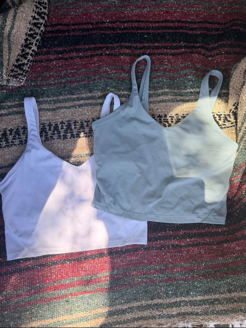 Set of Two XS Cropped Tank Tops - White and light blue